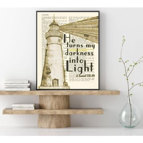 Vintage Bible Verse Quote Prints 2 Samuel 22:29 Poster Christian Gifts Wall Art Pictures Canvas Painting Living Room Home Decor