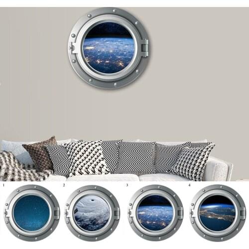 Space Starry Sky Portholes Window Wall Stickers For Washing Machine Kidroom Decoration Diy Art Wall Decals Bathroom Wall Sticker