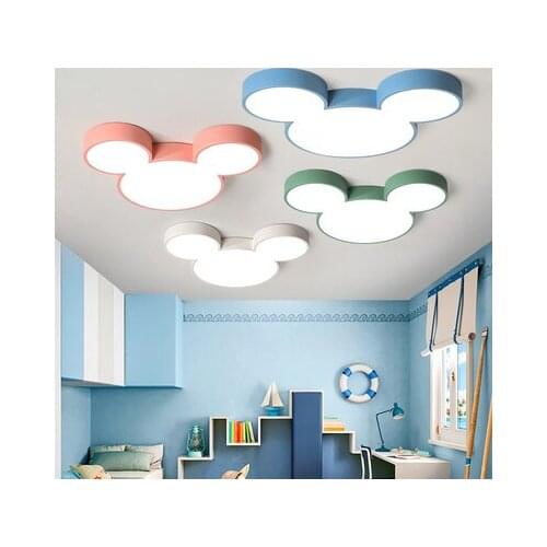 Colorful Mickey Chandeliers Lustre Luminaria Ultra Thin Modern Led Chandelier Ceiling Lamp Fixtures For Kids Room Bedroom