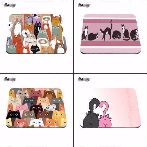 Mairuige Luxury Print NEW Square Cute Cats Collection White Background Silicon Mouse Pads Mice Pad Drop Customized Support