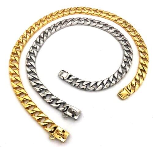 Pet Metal Necklace Stainless Steel Dog Collar 15mm Smooth Chain Customized Pet Dog Collar French Bulldog Small Milldle&Large Dog