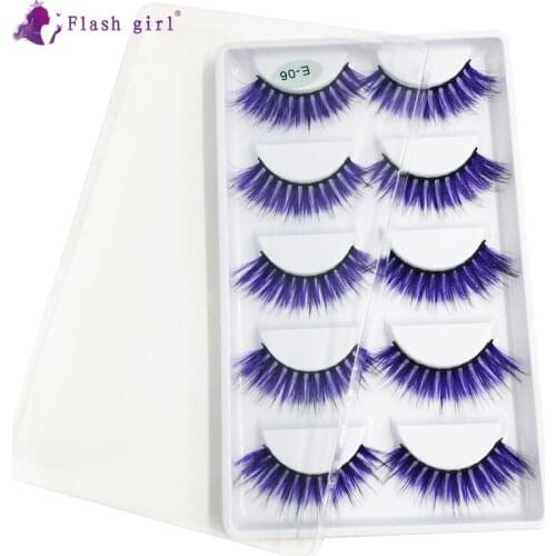 Hot Selling 3D Mink Eyelashes Makeup Wispy Fluffy Natural Eye Lashes Reusable Coforful Thick Fake Eyelash For Party E06