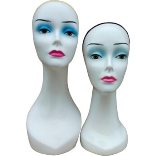 Plastic Female Mannequin Head Wig Hat Display Stand Model With Wig Cap White