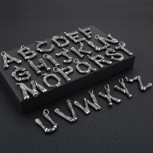Personality Alphabet Pendant Stainless Steel Jewelry Fashion English Alphabet 26 Letters Pendant Biker Pendant For Men SKP0001A