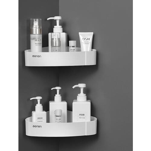 Strong Corner Shelf ABS Storage Rack Drainer Wall Mounted Adhesive Bathroom Shower Organizer Hanger Household Items Kitchen