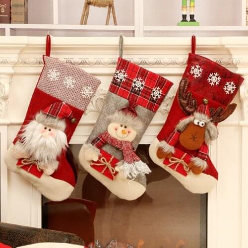 Christmas Socks Gift Bags Nea Year Cookies Candy Stockings Christmas Tree Hanging Pendants Wall Door Windows Party Decorative