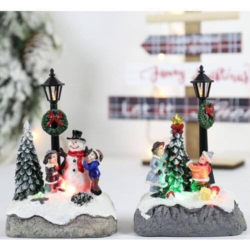 Christmas LED Lighted House Hand-Painted Tabletop Centerpieces Village Decoration Light Tabletop for Holiday Gift