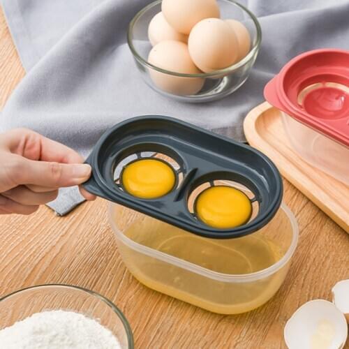 Double Egg White Separator with Transparent Storage Bottom Box Surrounded Four Holes Home Kitchen Baking Tools Egg Tools