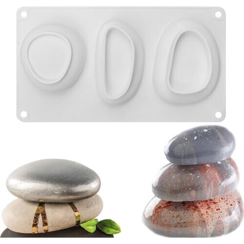 3 Cavity Stone Shape Silicone Molds Cake Mousse For Ice Creams Chocolates Pastry Art Pan Dessert Bakeware Cobblestone Mould