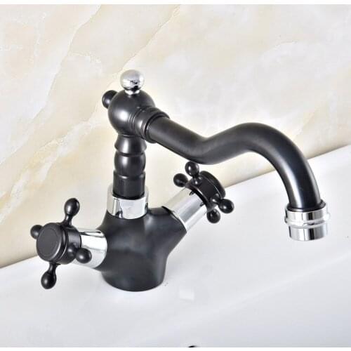 Black Oil Rubbed Bronze Polished Chrome Brass Kitchen Wet Bar Bathroom Sink Faucet Swivel Spout Mixer Tap Single Hole mnf481