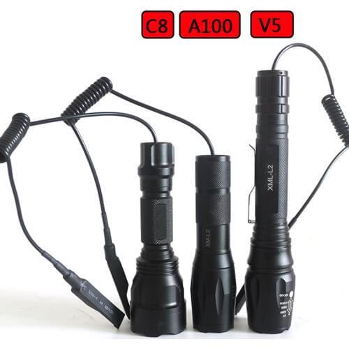 Remote Pressure Switch Led Flashlight For Hunting Light Bulbs Shock Resistant Rechargeable T6 Litwod Adjustable Aluminum 30w