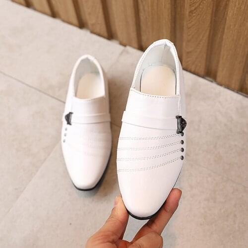 2021 Kids Shoes Wedding Leather Shoes Soft Hand Feeling Children Infant Baby Boys British Style Student Perform Casual Shoes WH