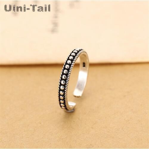 Uini-Tail hot new 925 sterling silver personality retro small dot open ring Korean fashion tide flow high quality jewelry GN959