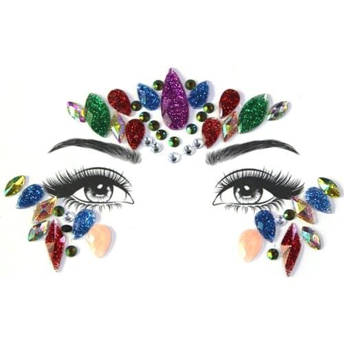 Temporary Rhinestone Glitter Tattoo Stickers Face Jewels Gems Music Festival Party Makeup Body Jewels Flash Face Crystal Sticker