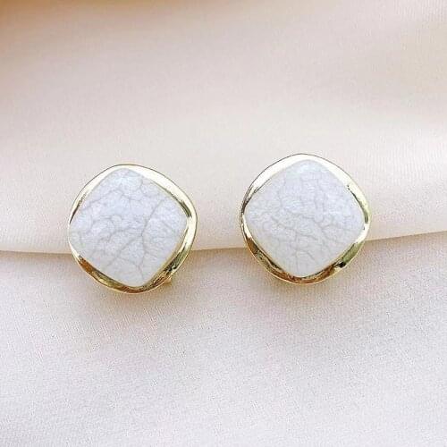 YAOLOGE 2021 Trend Blue White Marble Square Stud Earrings Geometric Alloy Earrings For Women Girls Gift Fashion Party Jewelry