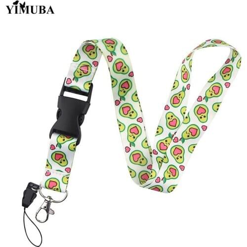 YIMUBA Avocado Fruit Neck Straps Key Chain Ring DIY Lariat Lanyards for Keys Mobile Phone Badge Holder Cartoon Webbing Keychain