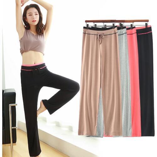 New Summer Autumn Casual Panelled Modal Wide Leg Pants Women Drawstring High Waist Trousers Loose Thin Sport Pants Leggings M567