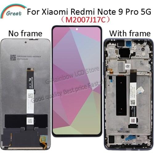 6.67'' for xiaomi redmi note 9 pro 5G LCD With Touch Screen Assembly for redmi note 9pro 5G lcd Display M2007J17C LCD