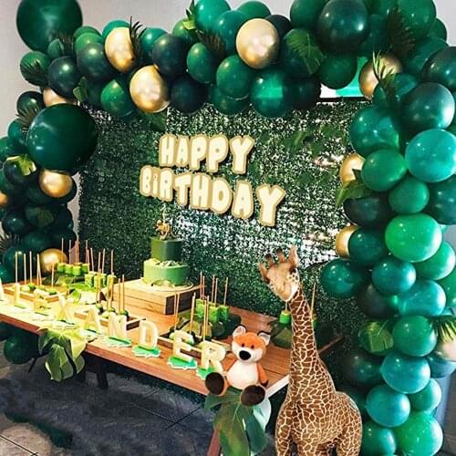 1 Set Jungle Safari Theme Party Supplies Green Balloons Garland Arch Kit For Home Birthday Baby Shower Forest Party Decorations