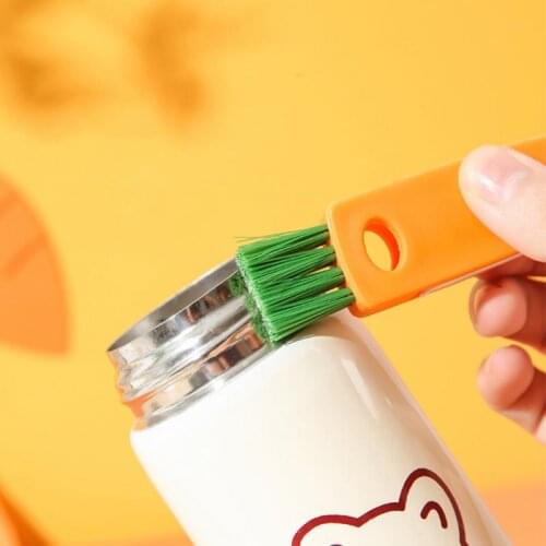 1pc 3 In 1 Bottle Cup Brush Portable Multifunctional Lunch Box Rubber Ring Groove Cup Cover Cleaning Brush Kitchen Cleaning Tool