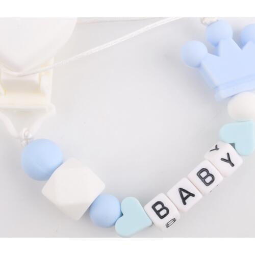 Bite Bites 1pc Baby Pacifier Clips Chain Customize Name Silicone Rodent Acrylic Alphabet Letters BPA Free Crown Baby Teether