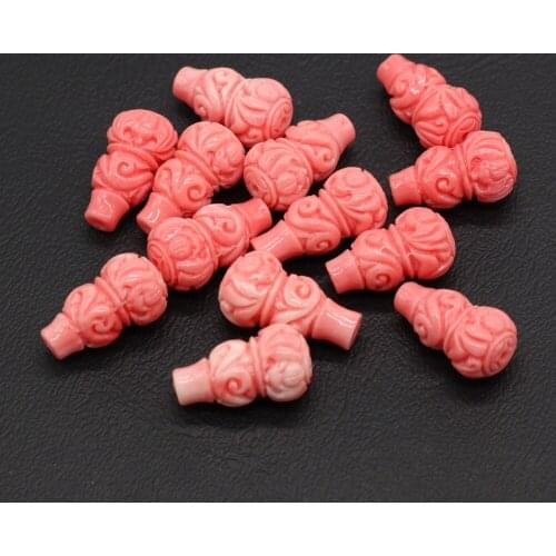 10pcs/lot Natural Coral Beads Engraving Gourd Shape Pink Coral Loose Beads for Making Jewelry DIY Necklace Bracelet Accessories