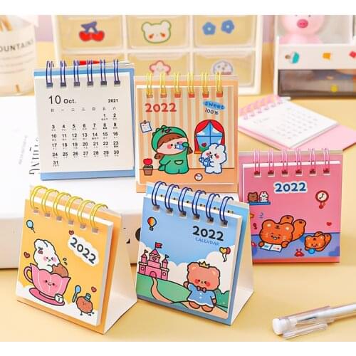 2022 Cute Cartoon tiger rabbit Bear Desktop mini Calendar dual Daily Scheduler Table Planner Yearly Agenda Organizer School