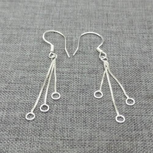 4 Pairs of 925 Sterling Silver Earring Hooks w/ Box Chain Threader