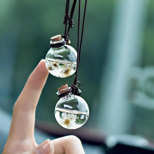 Car Perfume Bottle Essential Oils Auto Ornament Perfume Pendant Air Freshener with Flower for Empty Hanging Bottle Car-styling