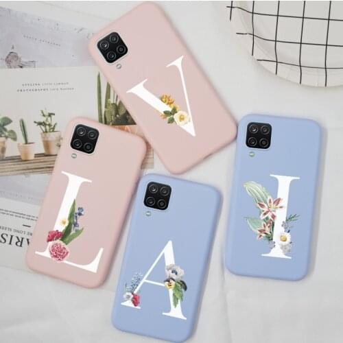 Letter Flower Case For Samsung Galaxy M12 M11 A11 Case Back Cover Silicone TPU For Samsung GalaxyM11 M12 A 11 Case Matte Purple