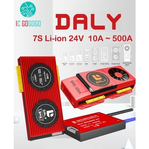 DALY 7S 24V Li-ion Lithium Battery Protection Board Scooter Balance Car Solar 18650 Lipo BMS 15A 30A 50A 60A 80A 100A 200A 250A