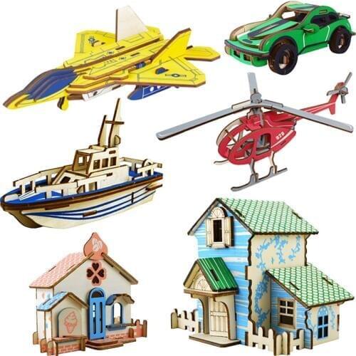 Childrens good mental wooden DIY simulation model of 3 d puzzle adult assembled military aircraft high quality toys