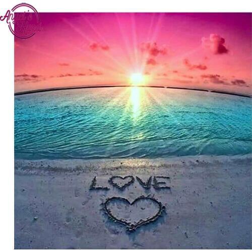 Square Rhinestone Painting Crystal DIY 5D Diamond Painting lovers beach Cross Stitch Pattern Diamond Embroidery Home Decor