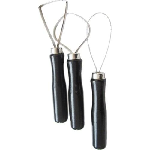 3 Pieces High Quality Wood Handle Pottery Clay Sculpture Big Loop Tool With Stainless Steel Flat Wire Tool 10cm / 3.94"