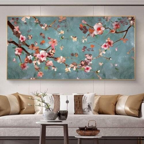 Canvas Paintings Almond Blossom Flowers On The Wall Pictures For Living Room Flowers Mural Prints Decoration Picture Wall Decor