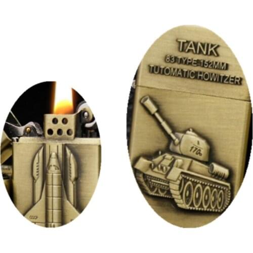 Classical Tank fighter Embossed Kerosene gasoline petroleum oil Cigarette lighter 1 Random pattern cheap Smoking igniter Gift