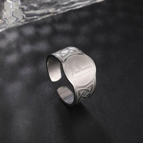COOLTIME 24 Nordic Runes Letter Viking Ring Men Wicca Initials Name Alphabet Retro Couple Rings Supernatural Fashion Jewelry