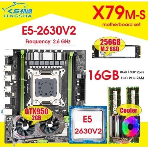 X79 motherboard set with Xeon E5-2630V2 CPU LGA2011 combos 2*8GB = 16GB 1600Mhz memory DDR3 RAM GTX 950 2GB cooler 256GB M.2 SSD