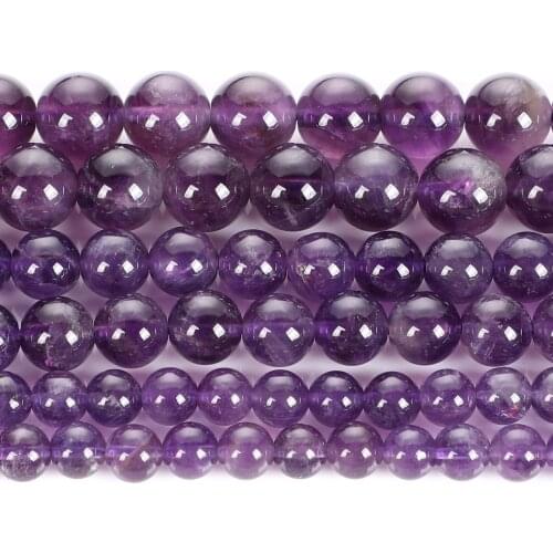 6 8 10mm Round Natural Stone Beads For Jewelry Making DIY Pretty Amethyst Stone Loose Spacer Beads Bracelet Necklace Handmade