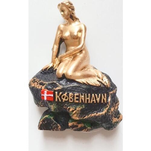 Fridge magnet mermaid statue Copenhagen Denmark souvenir decoration magnet sticker art crafts resion stereo gift paste