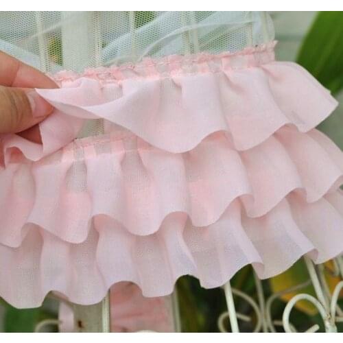 1yard/lot Pink/White/Black multi-layer pleated chiffon lace decoration accessories layered dress puff skirt lace fabric Z204