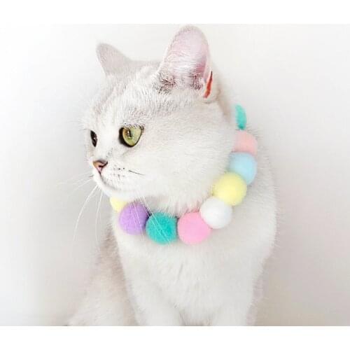 Fashion Colorful Pet Dog Bow Tie Rainbow Flower Hair Ball Necklace Collar Pet Dog Cat Bow Ties Neckties Dog Grooming