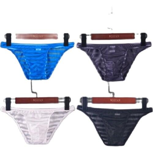 Mens Streak Big U Convex Pocket Briefs Ultra-Thin Traceless Mesh Transparent Prespective Breathable Sexy Home Wear Underwear