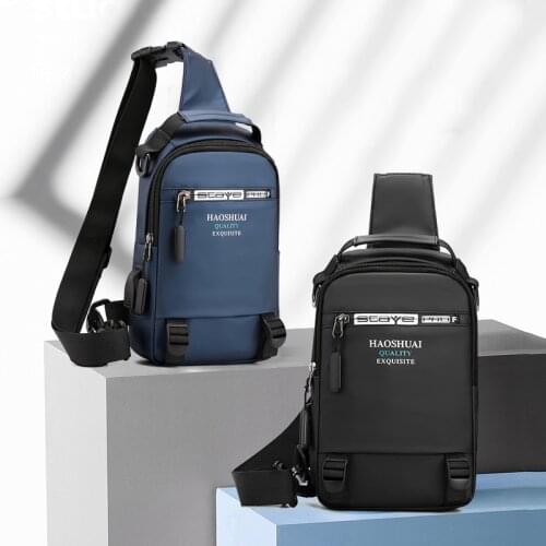 Men Chest Bag for USB Backpack Charging Short Trip Messenger Bags Water Repellent Crossbody Shoulder Bag Men Rucksack Sling Bag