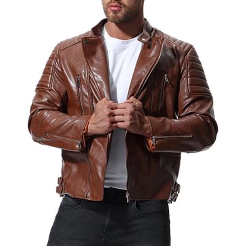 Autumn new men leather clothing trend locomotive fashion Fur Jacket oversize windproof warm Long Sleeve zipper Turn-down collar