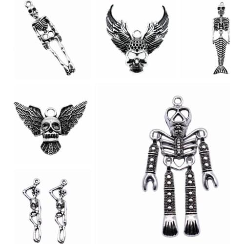 Wecharms bulk charms for jewelry making kit pendant diy jewelry accessories Angel Wing Skull Charms