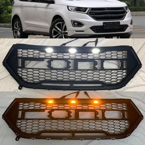 MATTE BLACK LED MODIFIED FRONT RACING GRILLS ABS GRILL MESH RAPTOR GRILLE MASK TRIMS COVER FIT FOR EDGE 2015-2018 AUTO PARTS