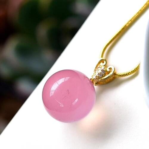 Genuine Natural Rose Quartz Gemstone Women Heart Pendant 15x15mm Sphere Ball Crystal Healing Fashion Reiki Stone AAAAA