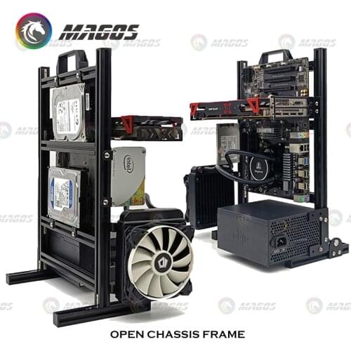 Fully Open Chassis Frame Studio DIY Rack Computer Housing, Vertical Creative Water Cooling Gamer MOD Cabinet, Support ITX/MATX