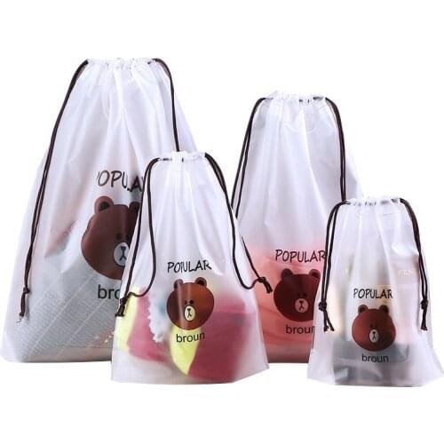 Transparent Shoe Storage Bag Portable Travel Wash Bundle Pockets Drawstring Harness Pocket Cute Dustproof Storage Bag